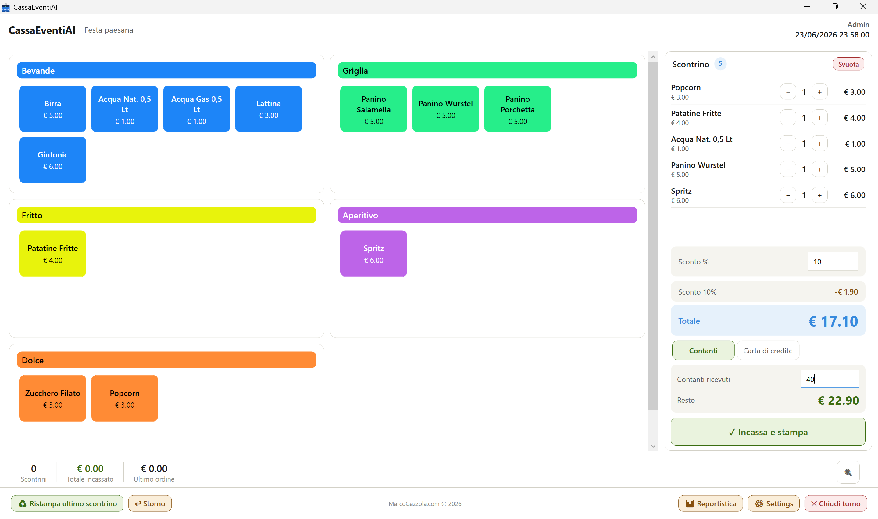 CassaEventiAI Dashboard